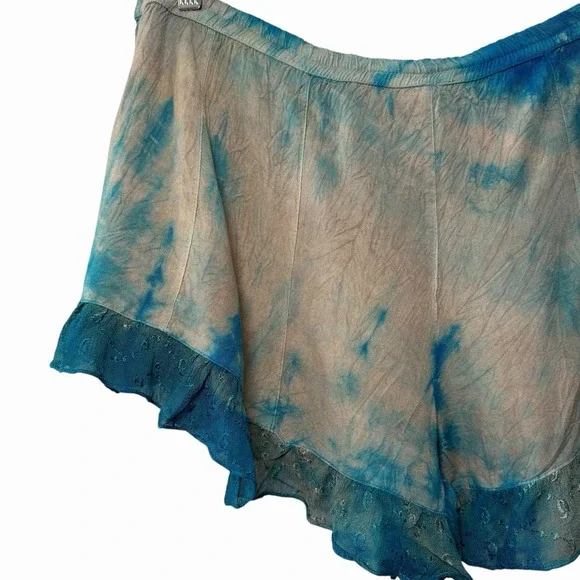 Y2K Raga Women's Flutter Shorts Skort Size L‎ Embroidered Tie Dye Boho Fairycore - Picture 6 of 11